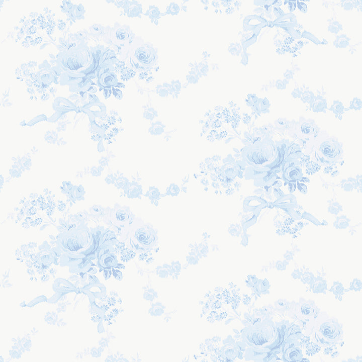 Sample - LFS6434 NuWallpaper Wallpaper, Champagne Harbor Powdered Blue Peel & Stick LoveShackFancy NuWallpaper