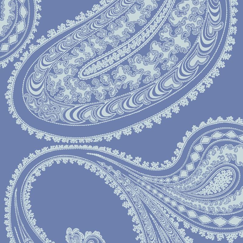 Sample 112/9032 Rajapur Flock Blue/White by Cole and Son