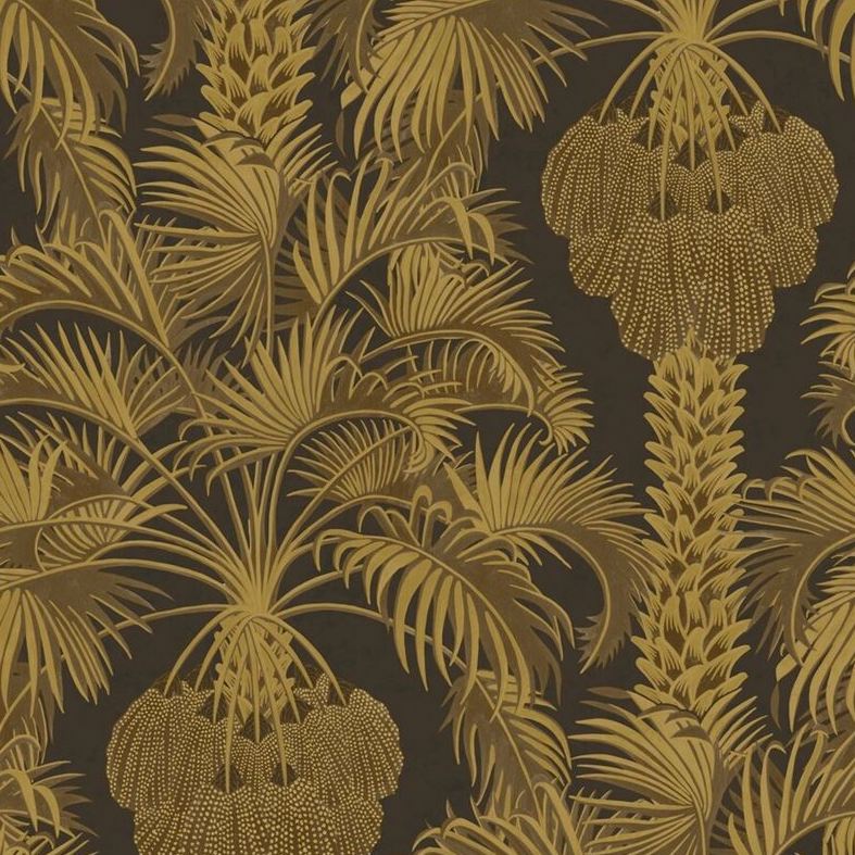 Sample 113-1001 Hollywood Palm Charcoal and Gold by Cole and Son