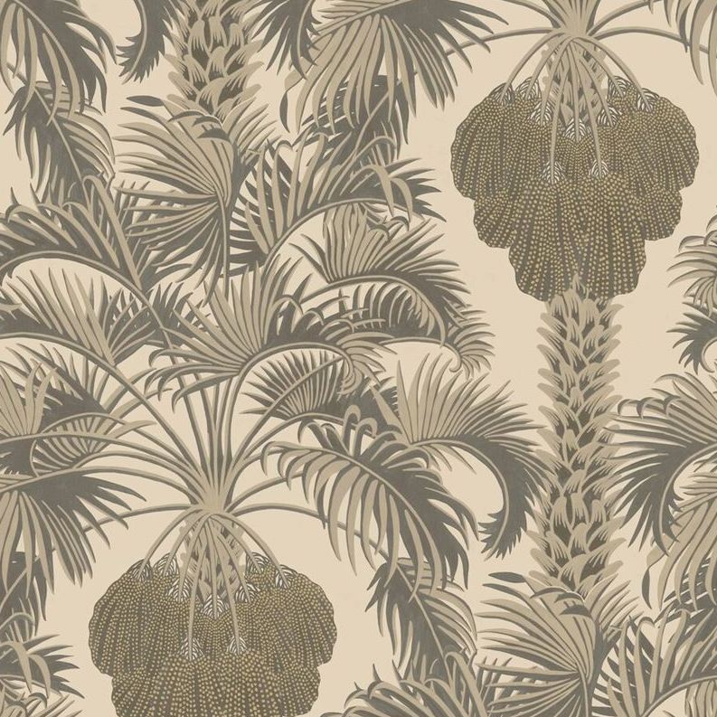 Sample 113-1003 Hollywood Palm Silver and Charcoal by Cole and Son