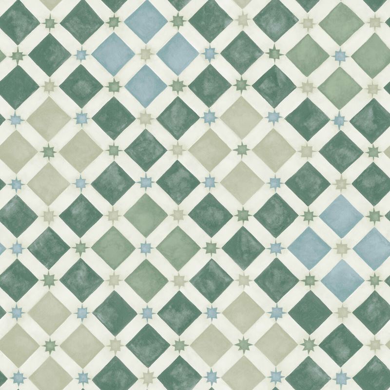 Sample 113-11033 Zellige Olive and Print Room Blue by Cole and Son