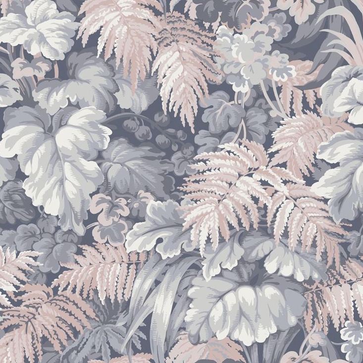 Sample 113-3010 Royal Fernery Slate Blue and Blush Pink by Cole and Son