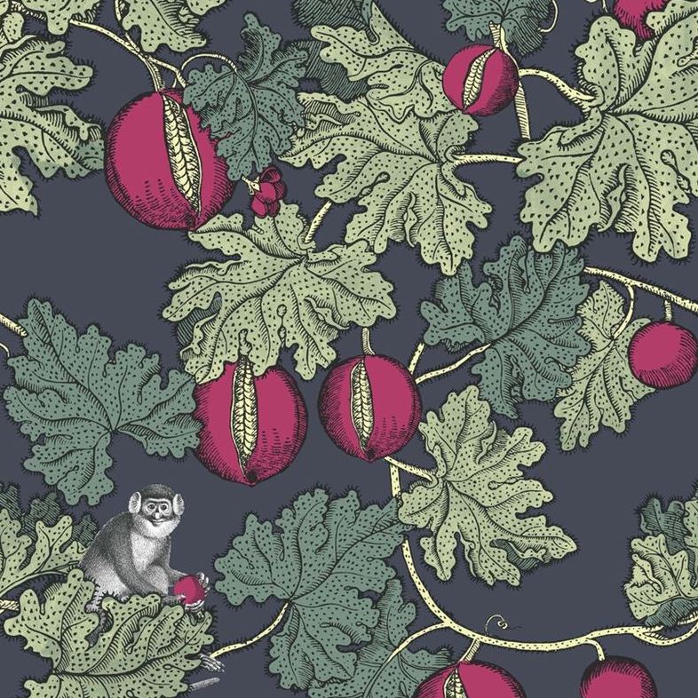 Sample 114-1001 Frutto Proibito, Ink and Magenta Print by Cole and Son Wallpaper