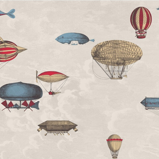 Sample 114-10020 Macchine Volanti, Stone Rouge Blue Print by Cole and Son Wallpaper