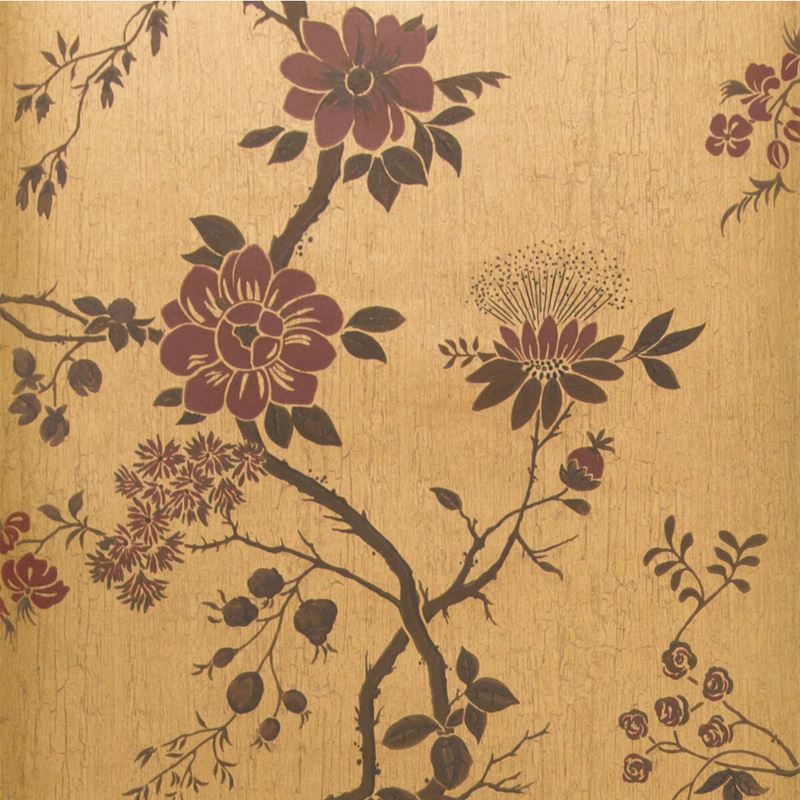 Sample 115-8027 Camellia, Crimson Mtl Gold Print by Cole and Son Wallpaper