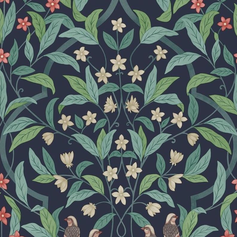 Sample 117/10030 Jasmine and Serin Symphony Blue Botanical Cole and Son Wallpaper