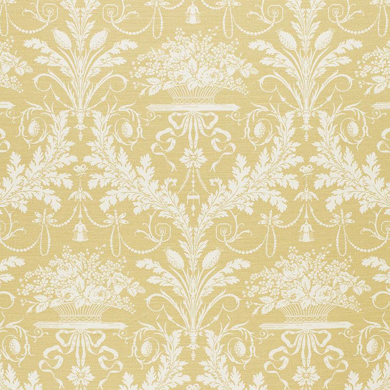Buy 1178015 Clairemont Damask Yellow by Schumacher Fabric