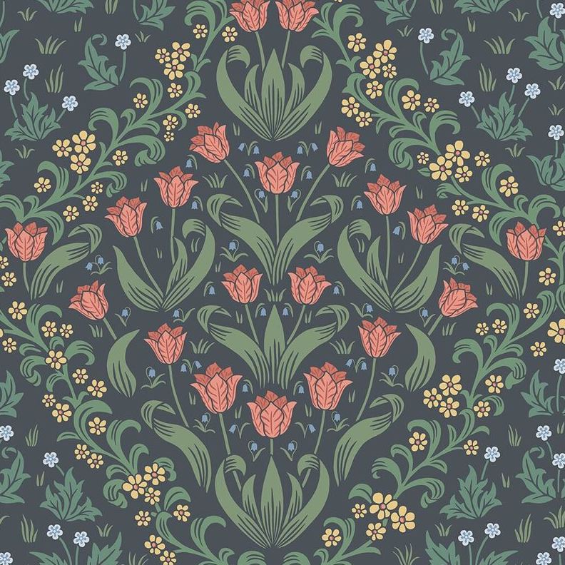 Sample 118/2002 Tudor Garden RoandFgrn/Char Botanical Cole and Son Wallpaper
