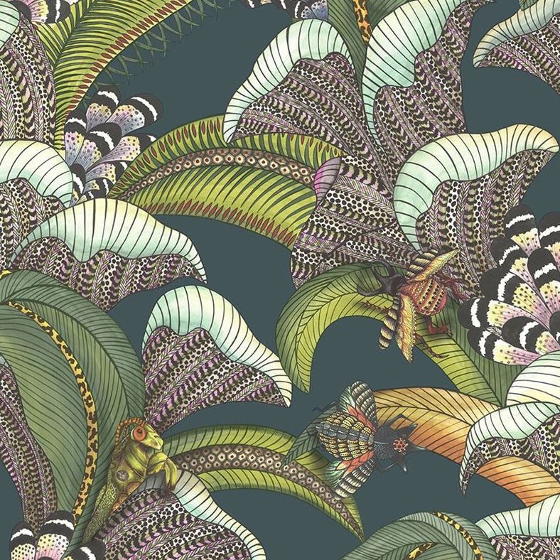 Sample 119/1007 Hoopoe Leaves Fgrn,Lm and Fchs/Dkvrdn Animal/Insects Cole and Son Wallpaper