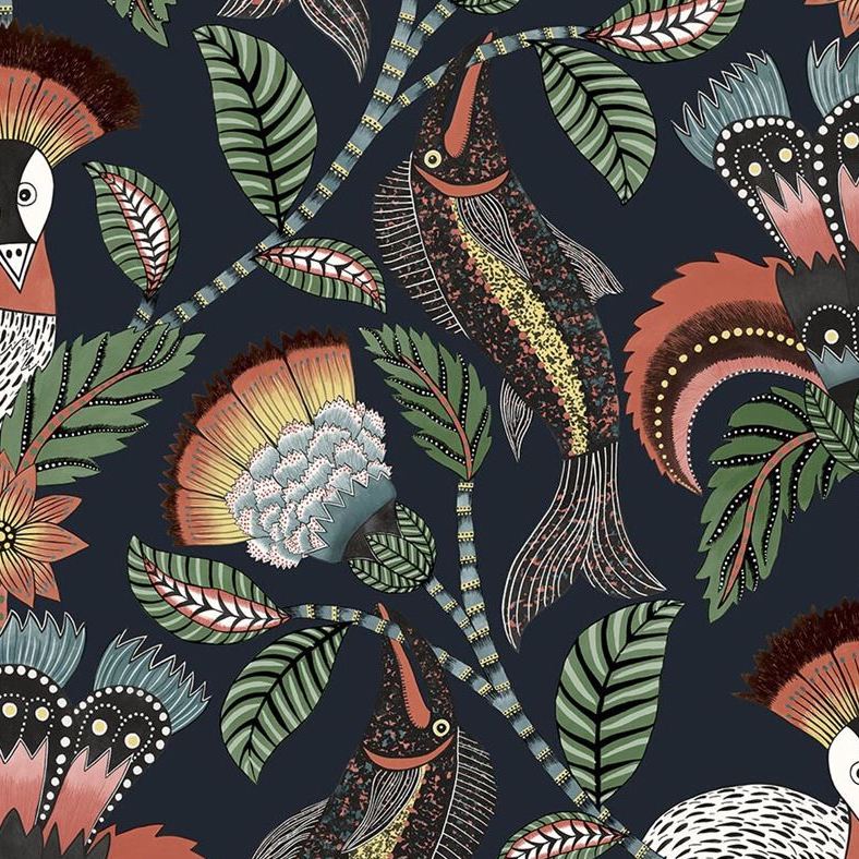 Sample 119/8037 Nene Tngrn,Frstgrn and Ptrl/Ink Animal/Insects Cole and Son Wallpaper