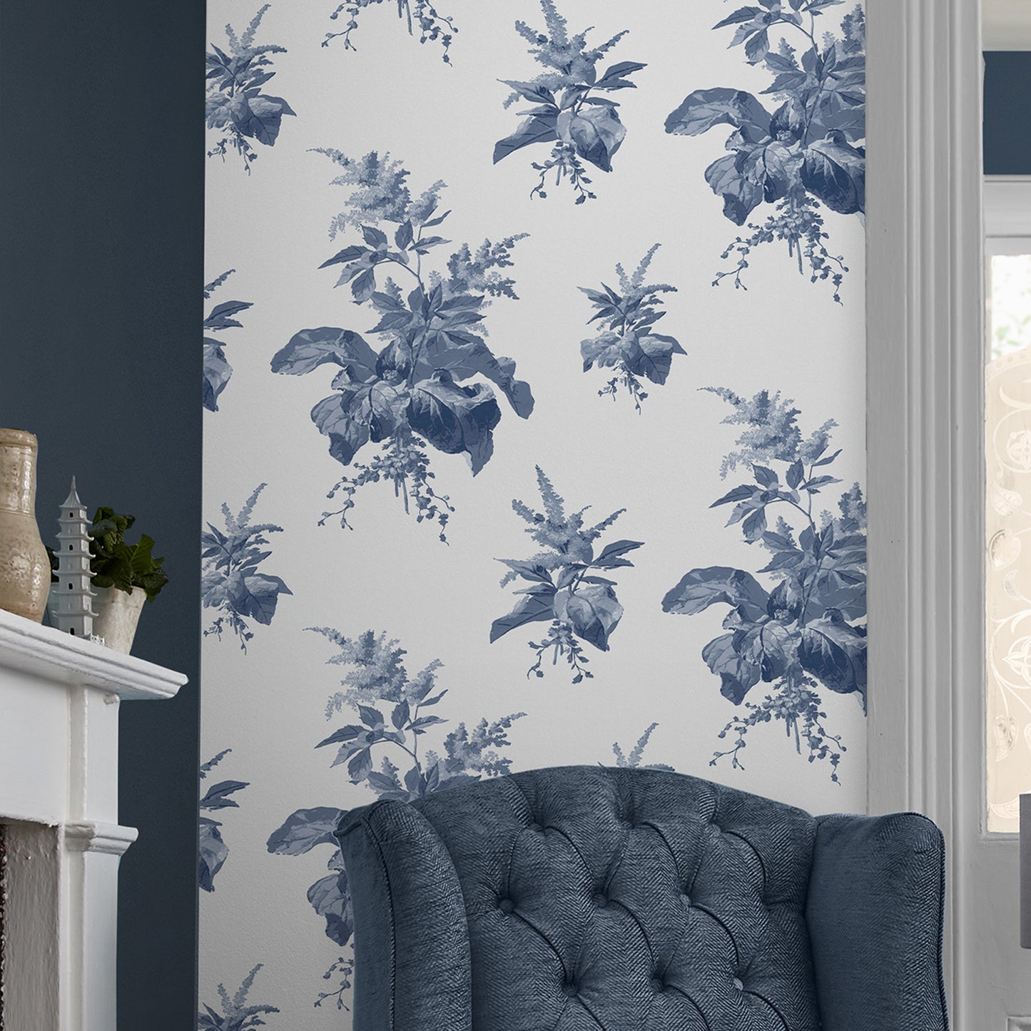 Purchase Laura Ashley Wallpaper Pattern# 119851 Narberth Midnight Seaspray Blue Removable