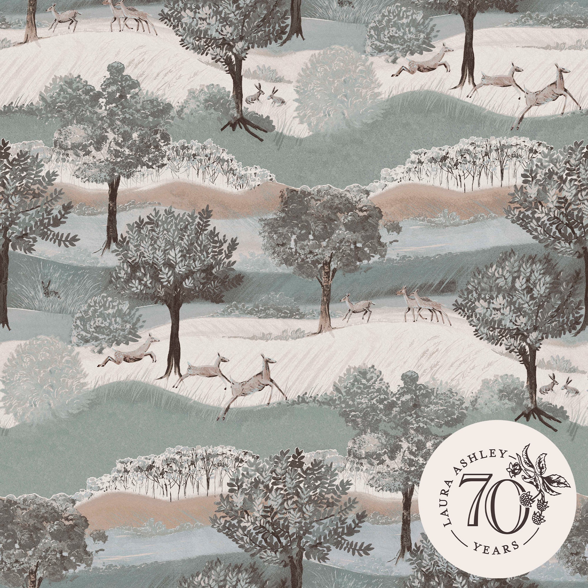 119858 | Hartingdon Jade Green Removable - Laura Ashley Wallpaper