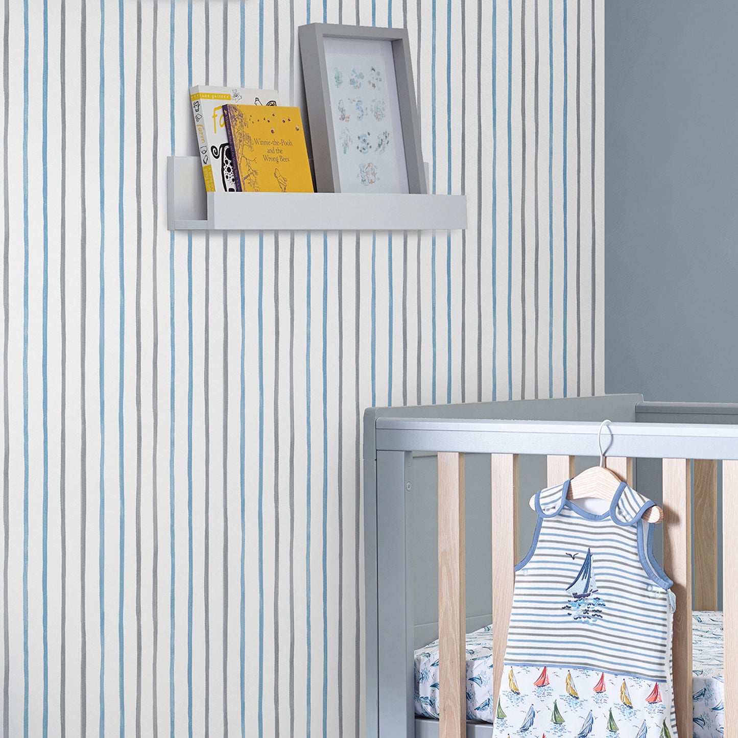 Purchase Laura Ashley Wallpaper Item# 119863 Painterly Stripe Blue Removable