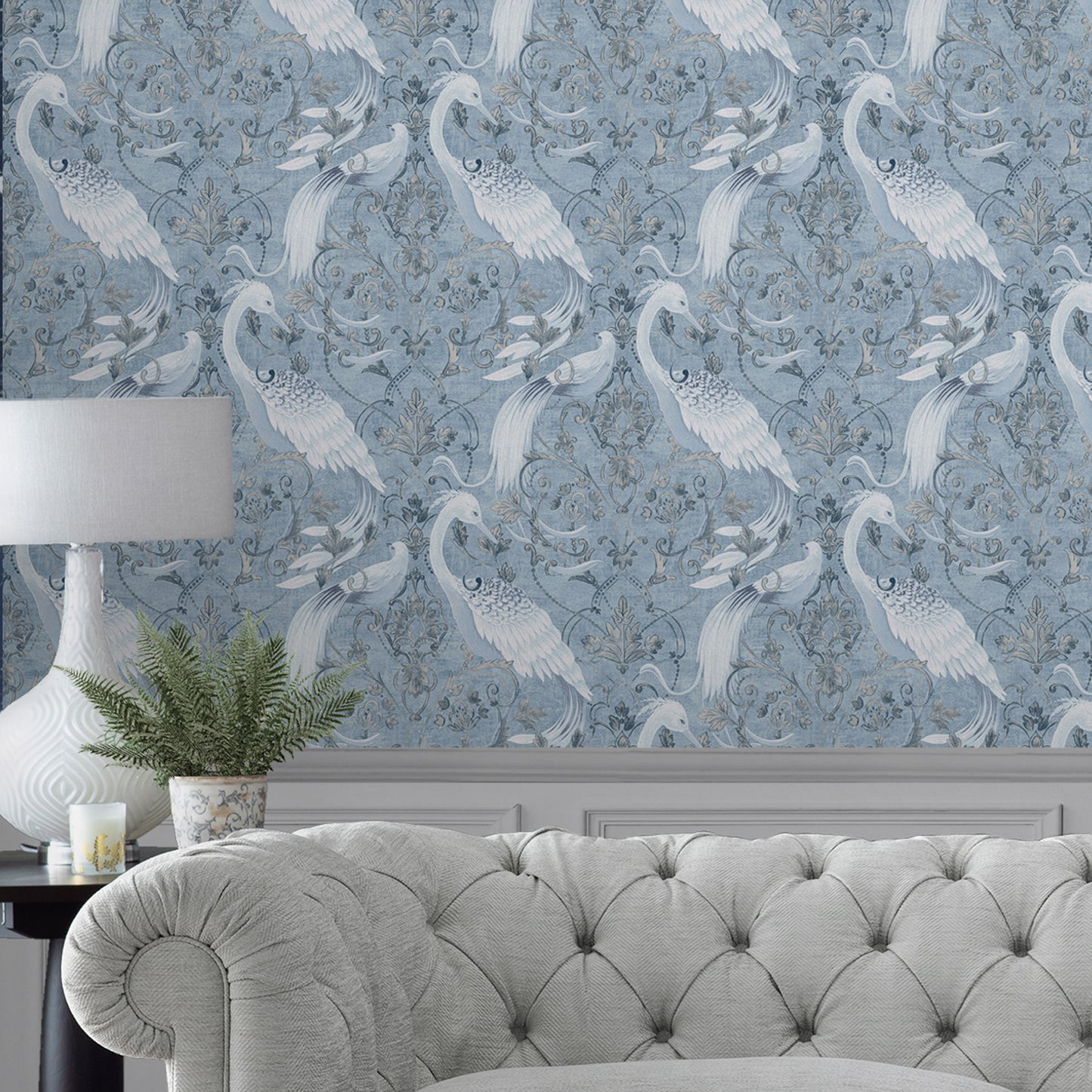 Purchase Laura Ashley Wallpaper Product# 120132 Tregaron Midnight Blue Removable