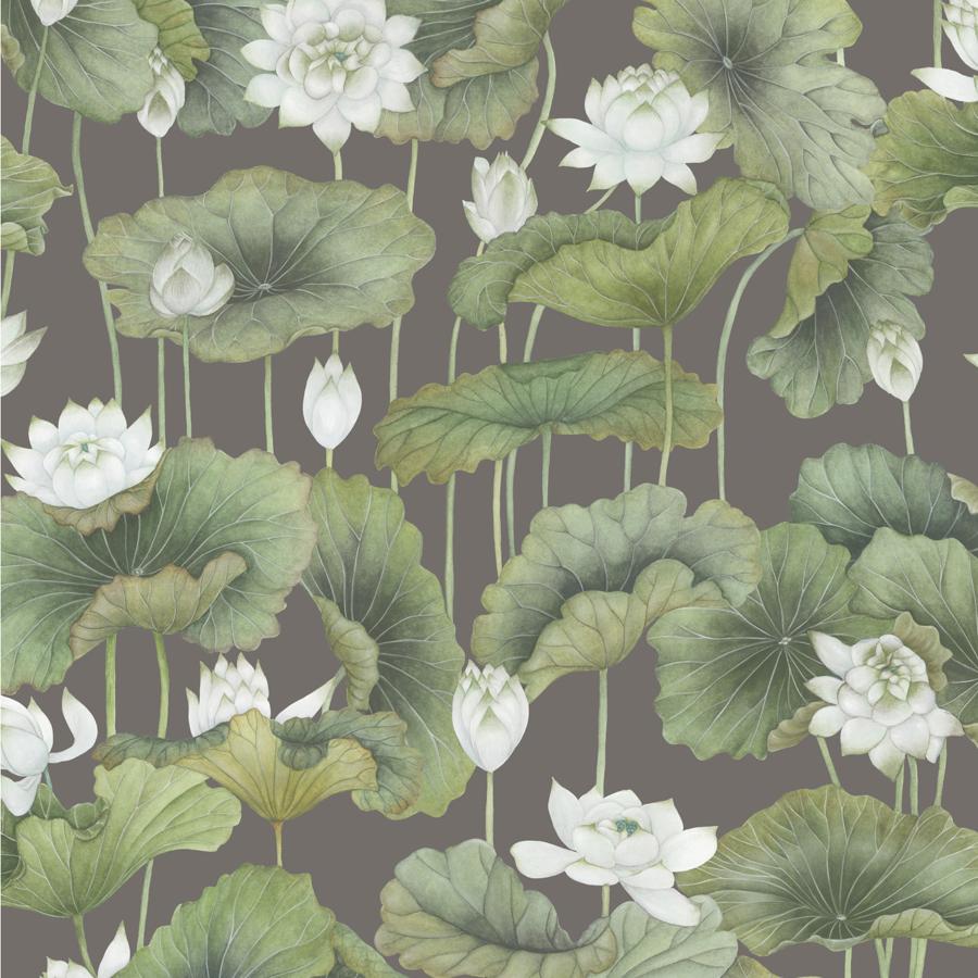 Purchase 126/9033 Lily Lotus, White/Charcoal Botanical - Cole & Son Wallpaper