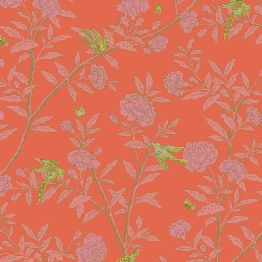 Purchase 127/4021 Roseberry With Birds, Vermillion Chinoiserie - Cole & Son Wallpaper