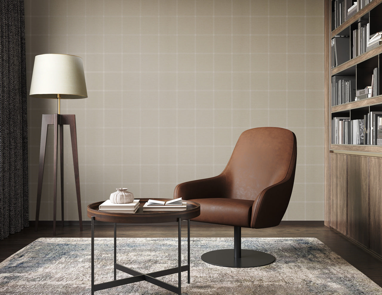 Purchase Phillip Jeffries Wallpaper - 10705, Jackson Plaid - White On Taupe 2