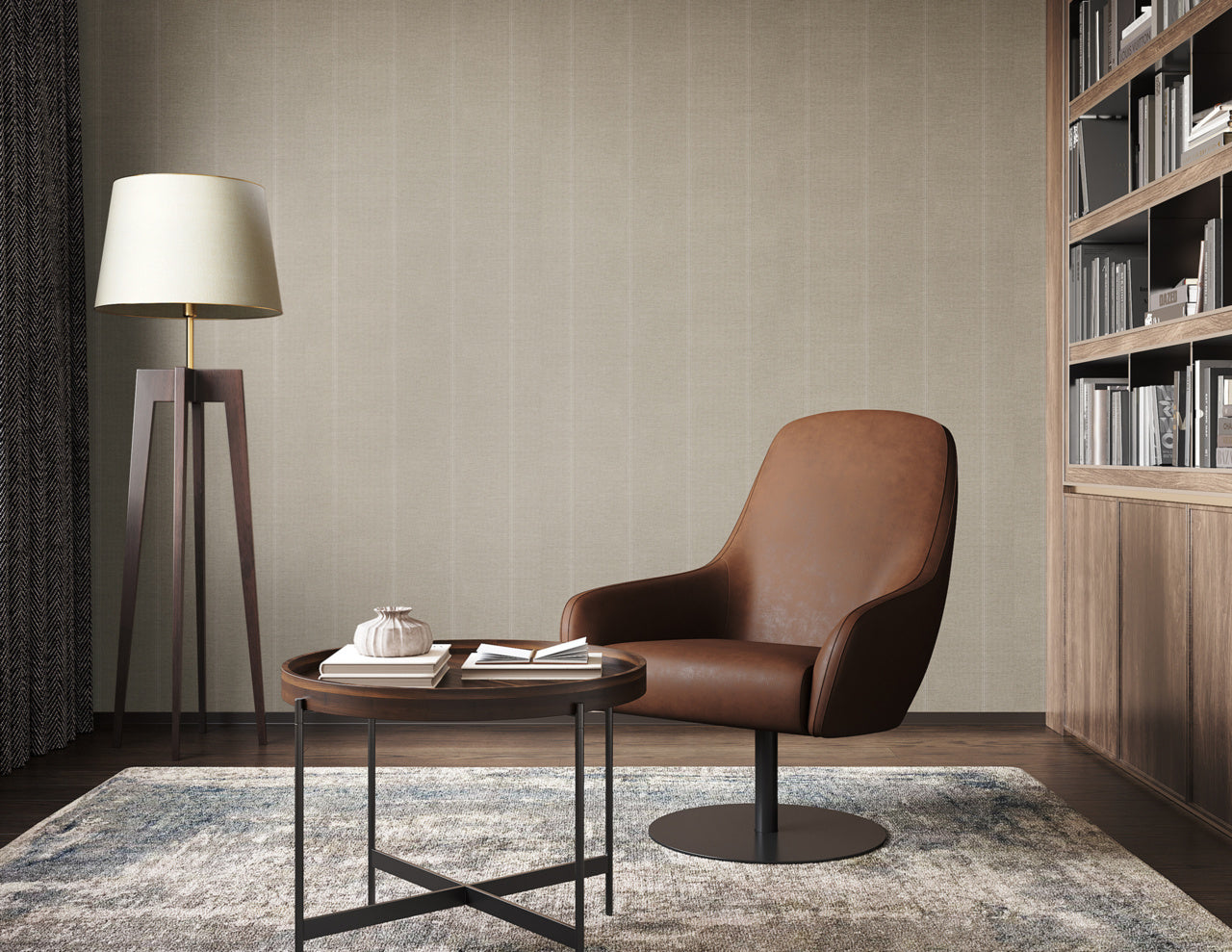 Purchase Phillip Jeffries Wallpaper - 10714, Jackson Stripe - White On Taupe 2