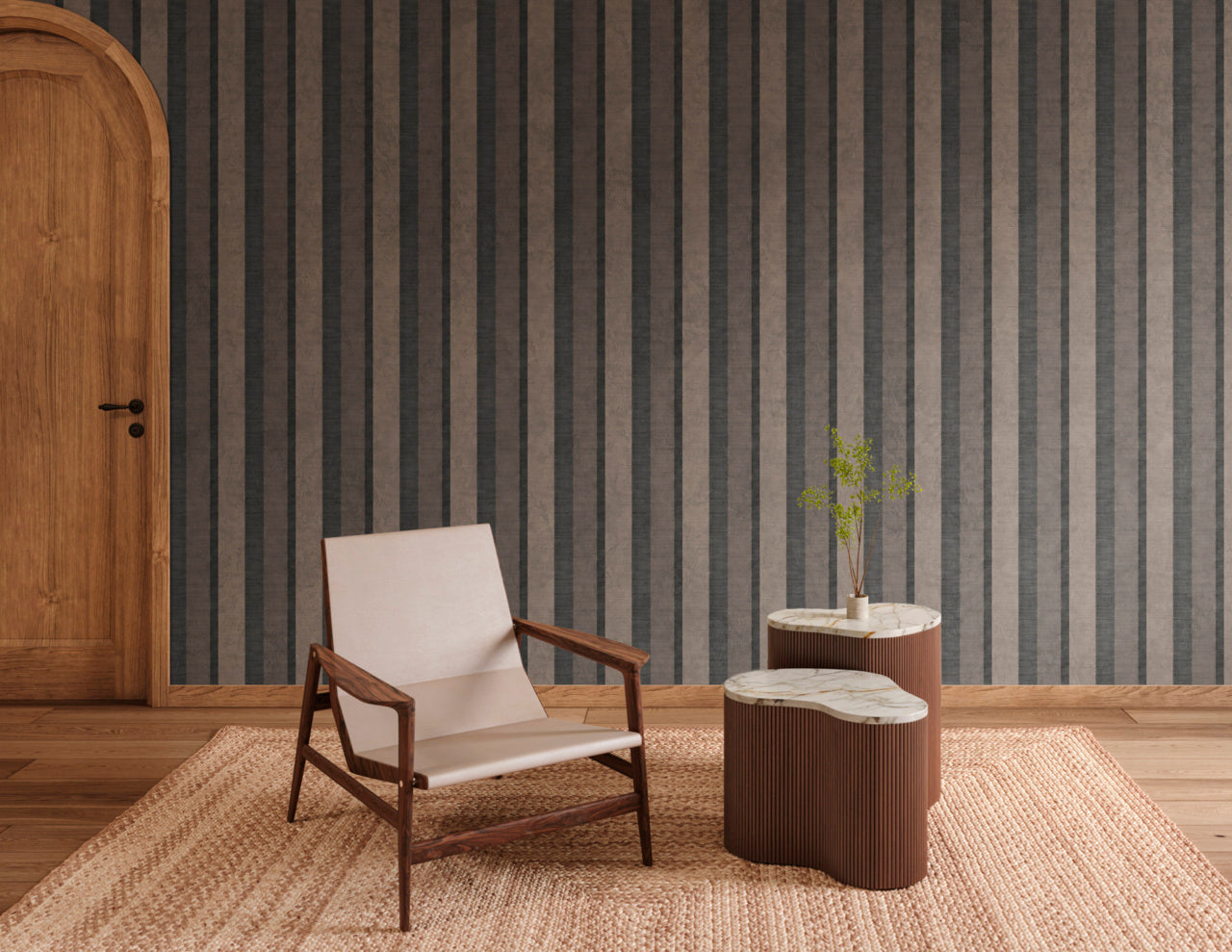 Purchase Phillip Jeffries Wallpaper - 40105, Santa Fe Stripe - Cocoa Ridge On Vinyl Mirror Mirror2