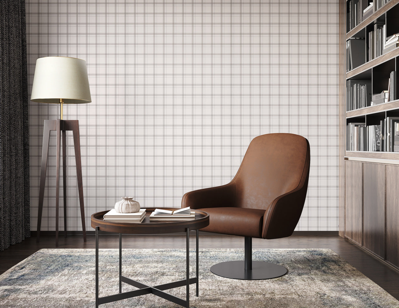 Purchase Phillip Jeffries Wallpaper - 10728, Prairie Plaid - Grey On Cream 2