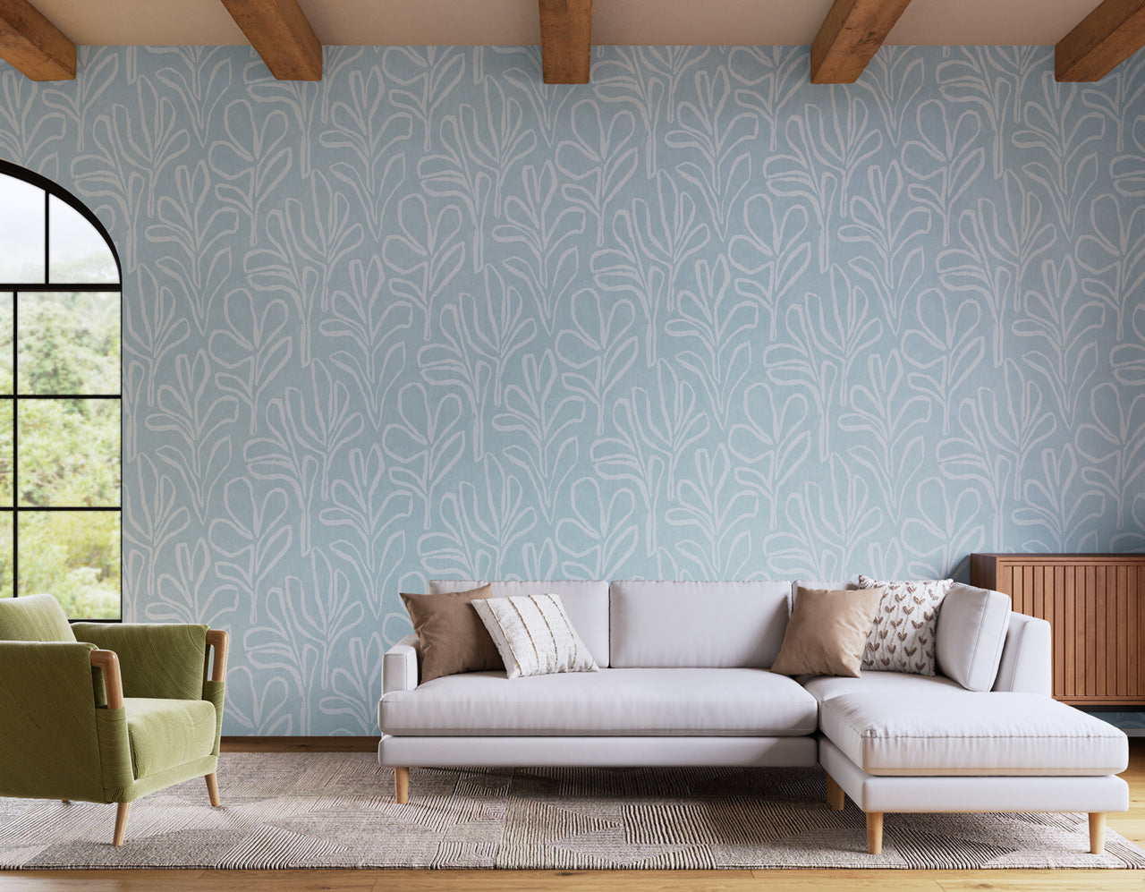 Purchase Phillip Jeffries Wallpaper - 10306, Sprig Silhouette - Serene Mist 2