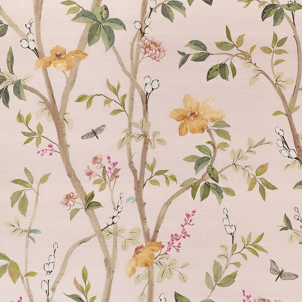 Purchase Phillip Jeffries Wallpaper - 35402, Jasmine - Blushing Vine On Star Dust Silk