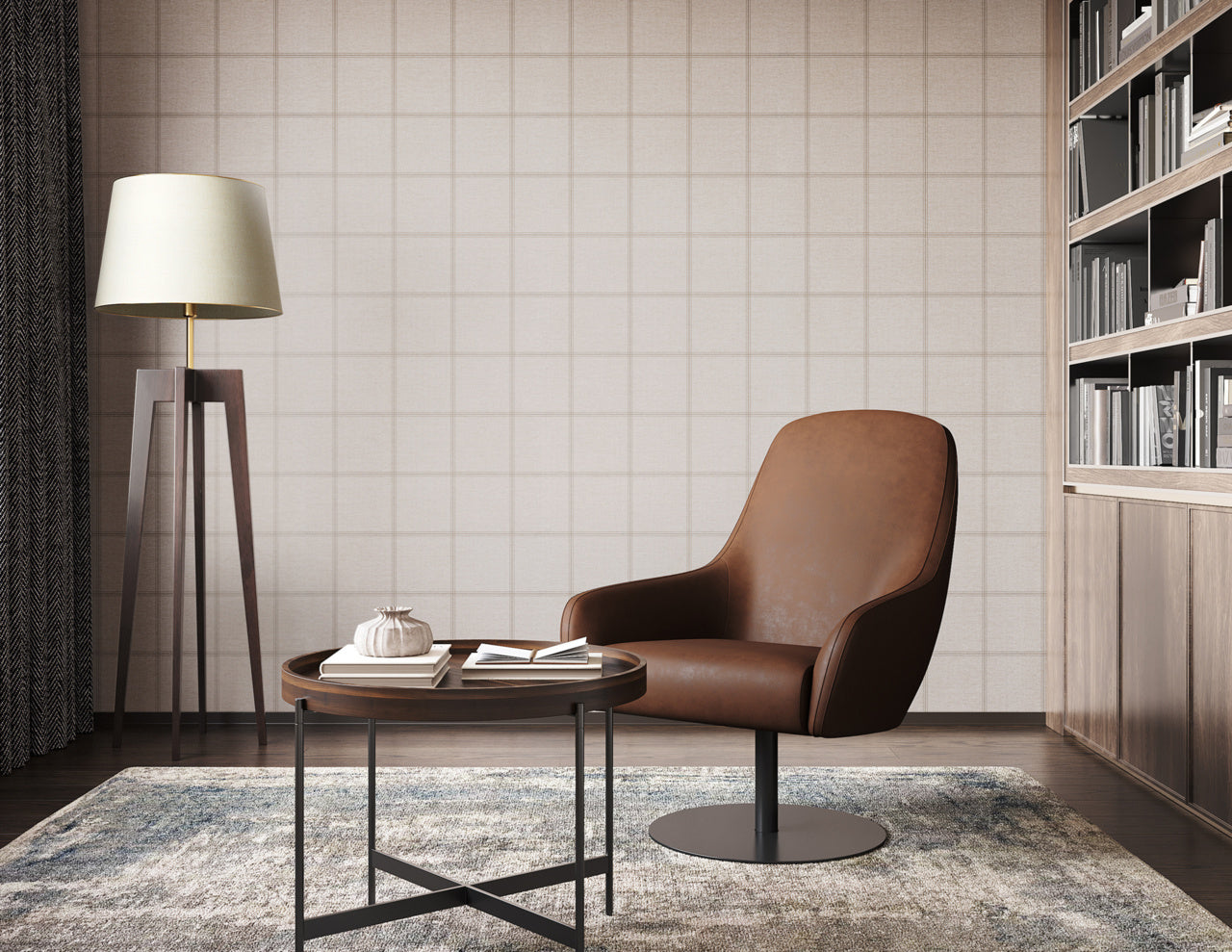 Purchase Phillip Jeffries Wallpaper - 10708, Jackson Plaid - Tan On Beige 2
