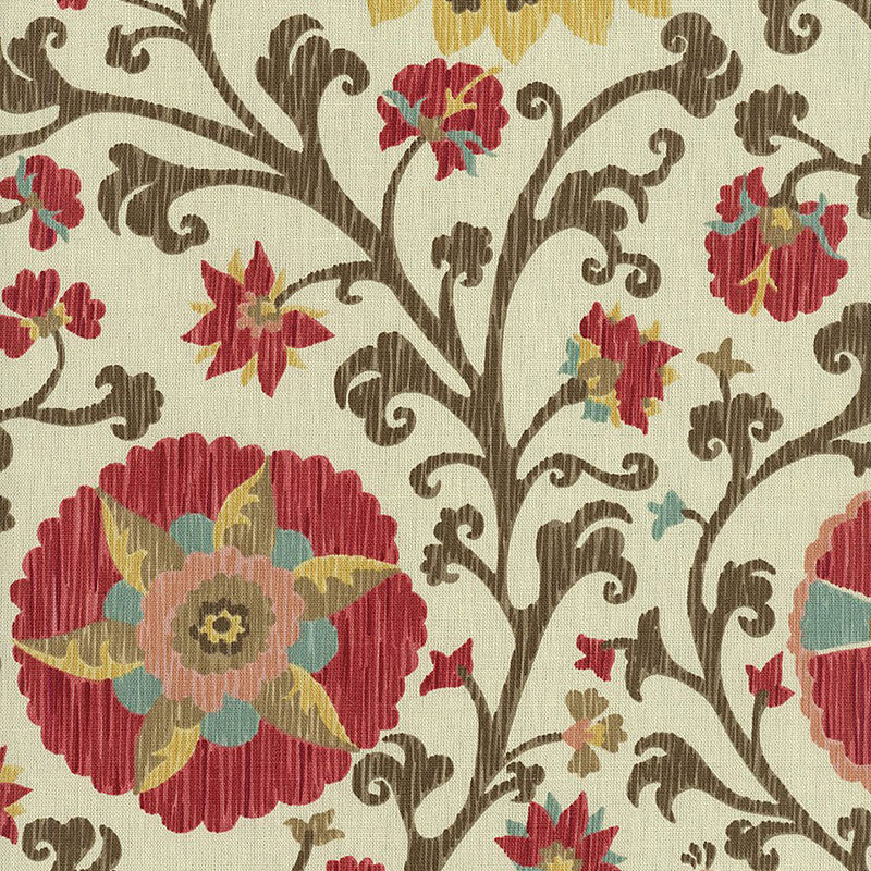 Buy 1327000 Fergana Embroidery Print Teak by Schumacher Fabric