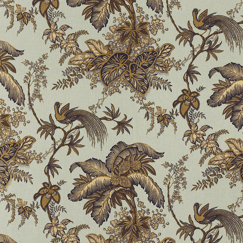 Select 171114 Coconut Grove Aqua Tan by Schumacher Fabric