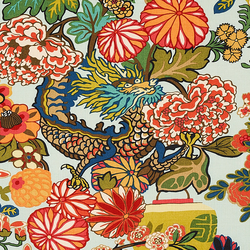 Buy 173270 Chiang Mai Dragon Aquamarine by Schumacher Fabric