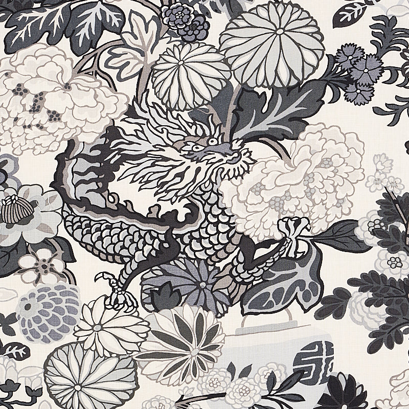 173276 | Chiang Mai Dragon, Smoke - Schumacher Fabric