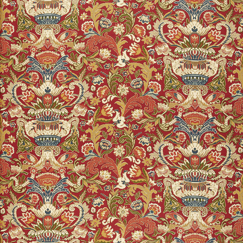 Purchase 173621 Egerton Tapestry Print Scarlet by Schumacher Fabric