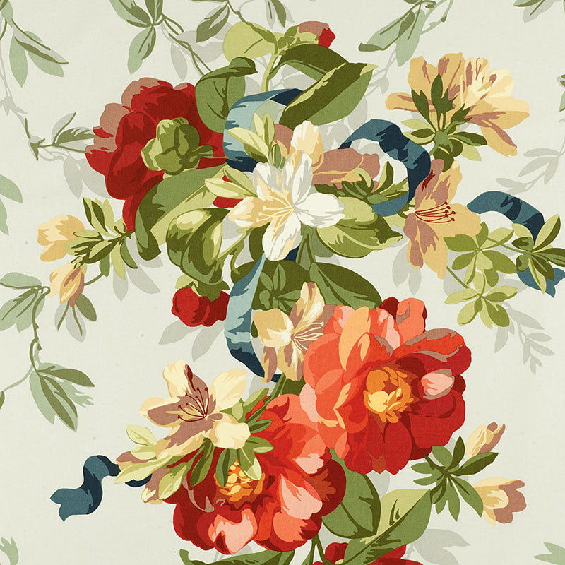 Save 173811 Ellesmere Ribbon Floral Aqua by Schumacher Fabric