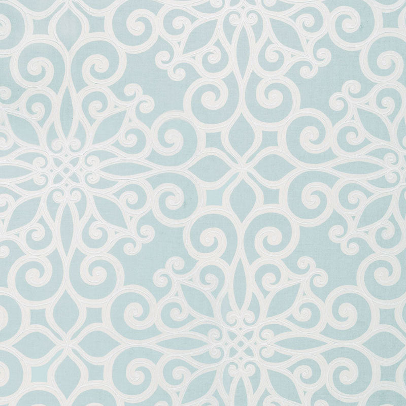 Purchase 174560 Rosegate Embroidered Print Aquamarine by Schumacher Fabric