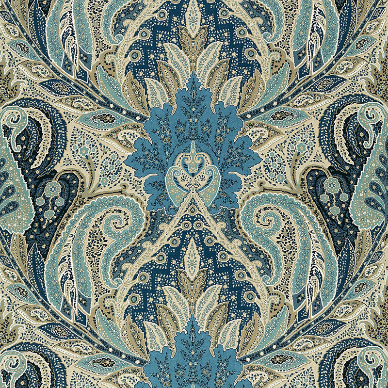 Looking 174883 Cambay Paisley Print Azure by Schumacher Fabric