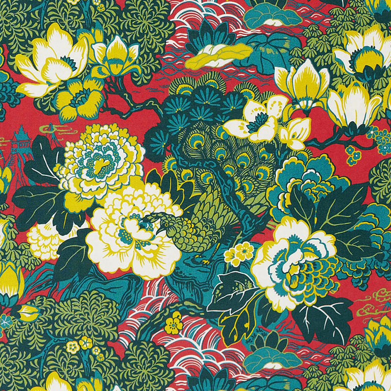 Select 175130 Shanghai Peacock Cerise by Schumacher Fabric