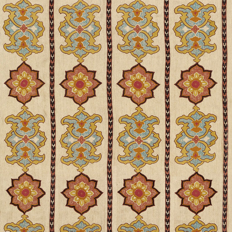 Looking 175181 Temara Embroidered Print Spice by Schumacher Fabric