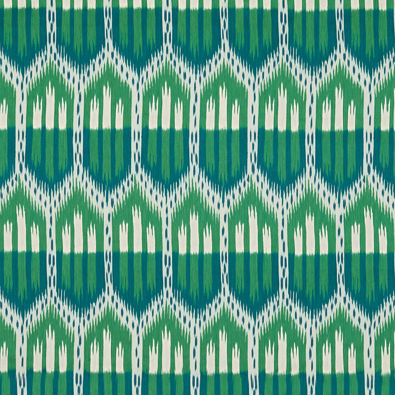 Purchase 176083 Bukhara Ikat Emerald Peacock by Schumacher Fabric