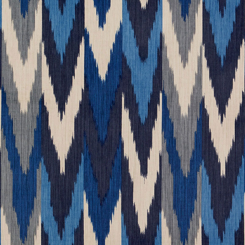 View 176100 Kashgar Ikat Indigo Slate by Schumacher Fabric
