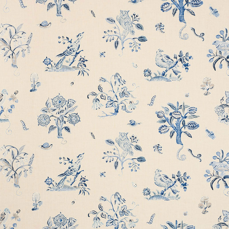 Looking 176753 Magical Menagerie Blues by Schumacher Fabric