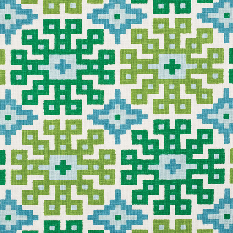 Looking 177450 Palmetto Print Lagoon by Schumacher Fabric