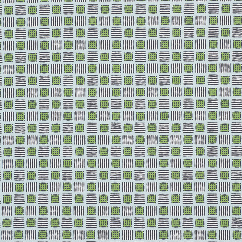 Buy 177862 Mottley Grid Sky & Putting Green by Schumacher Fabric