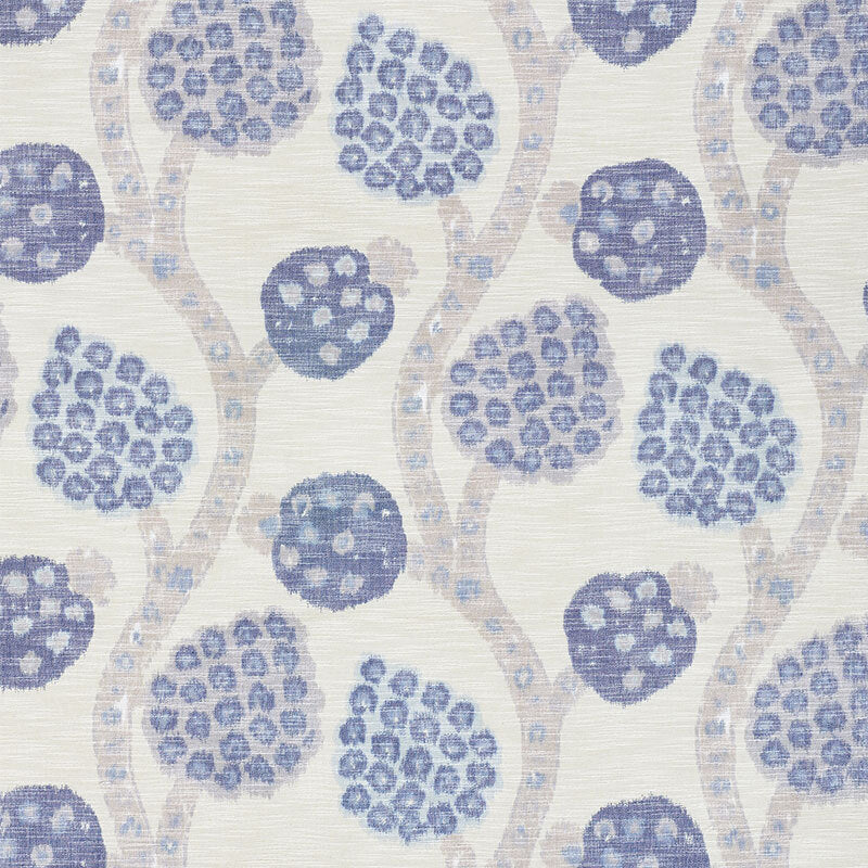 Looking 177992 Annabel Warp Print Blue by Schumacher Fabric