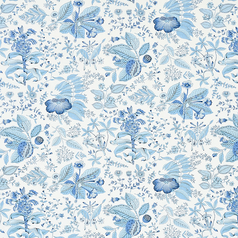 Looking 178124 Pomegranate Botanical Blue by Schumacher Fabric