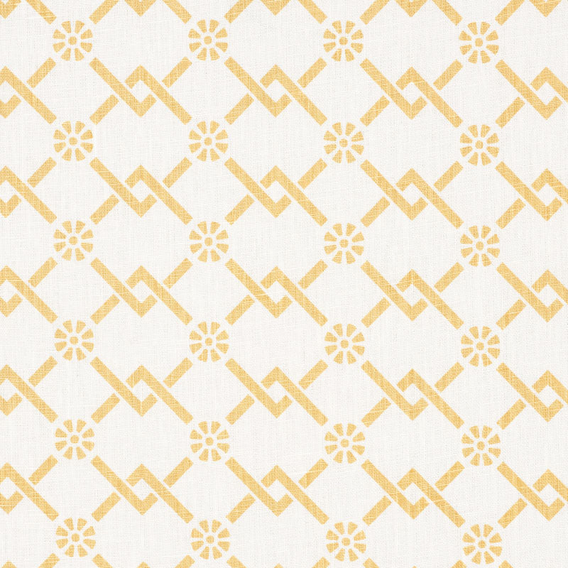 Looking 178311 Fretwork Flower Saffron by Schumacher Fabric