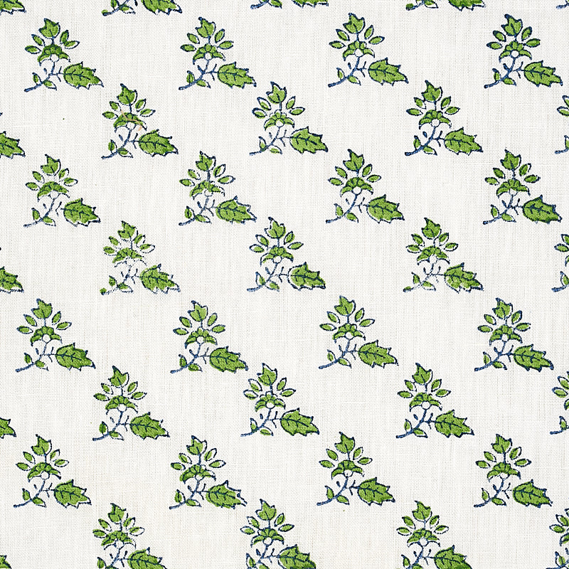 Save 179330 Torbay Hand Blocked Print Green by Schumacher Fabric