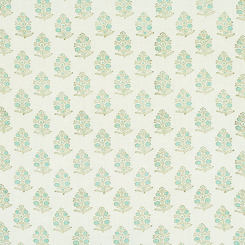 Looking 179361 Aditi Hand Blocked Print Green by Schumacher Fabric