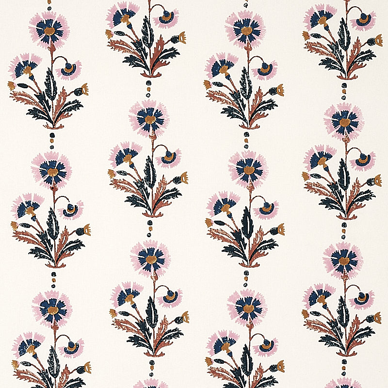 179740 | Dianthus Hand Block Print, Rust and Rose - Schumacher Fabric