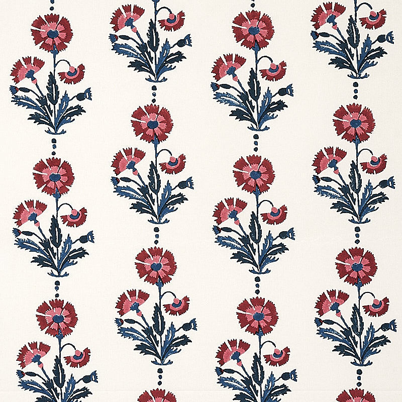 Sample - 179741 | Dianthus Hand Block Print, Indigo & Iron - Schumacher Fabric