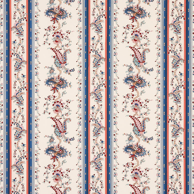 Buy 179980 Elena Paisley Stripe Blue by Schumacher Fabric